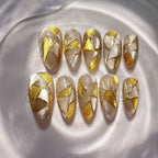Customizable Luxury Geometric Gold Foil Handmade Press-On Nails