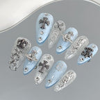 Handmade press-on nails Baroque Cross