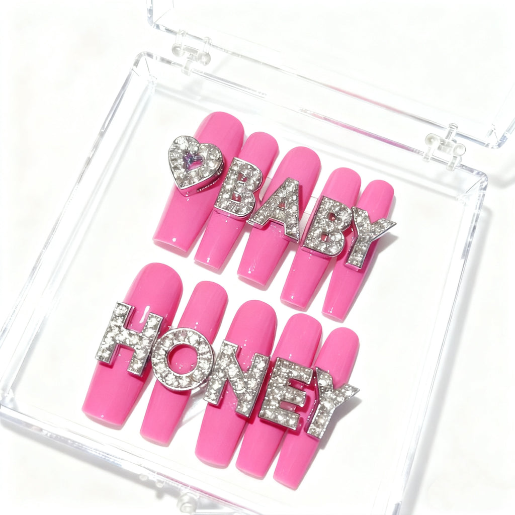 Handmade press-on nails Honey Baby