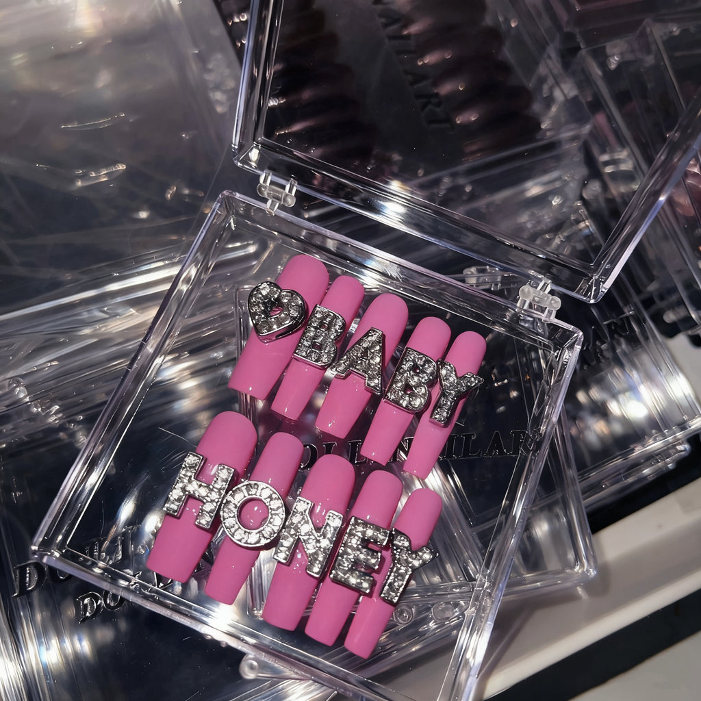 Handmade press-on nails Honey Baby