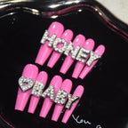 Handmade press-on nails Honey Baby