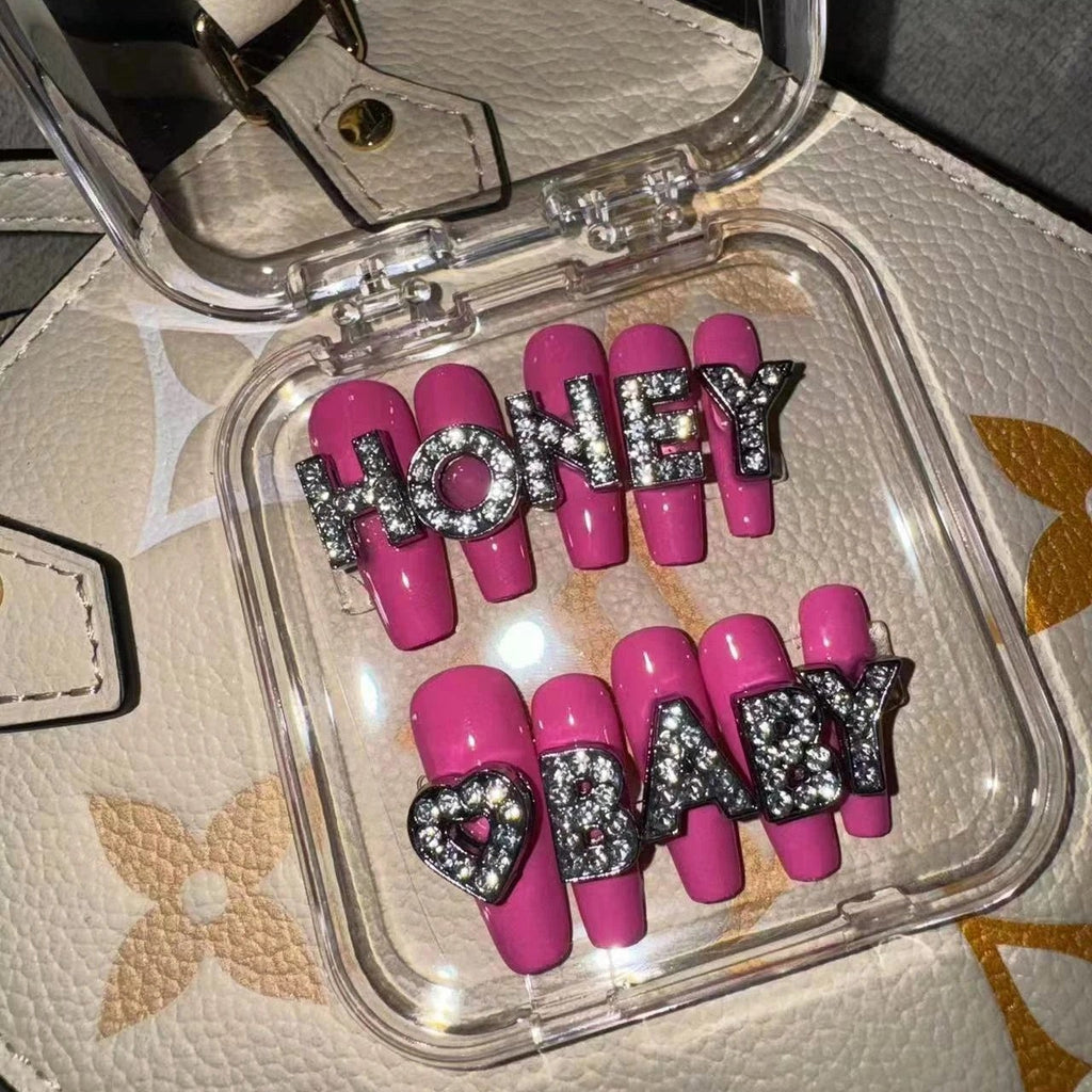 Handmade press-on nails Honey Baby