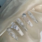 Handmade press-on nails Christmas Snowflakes