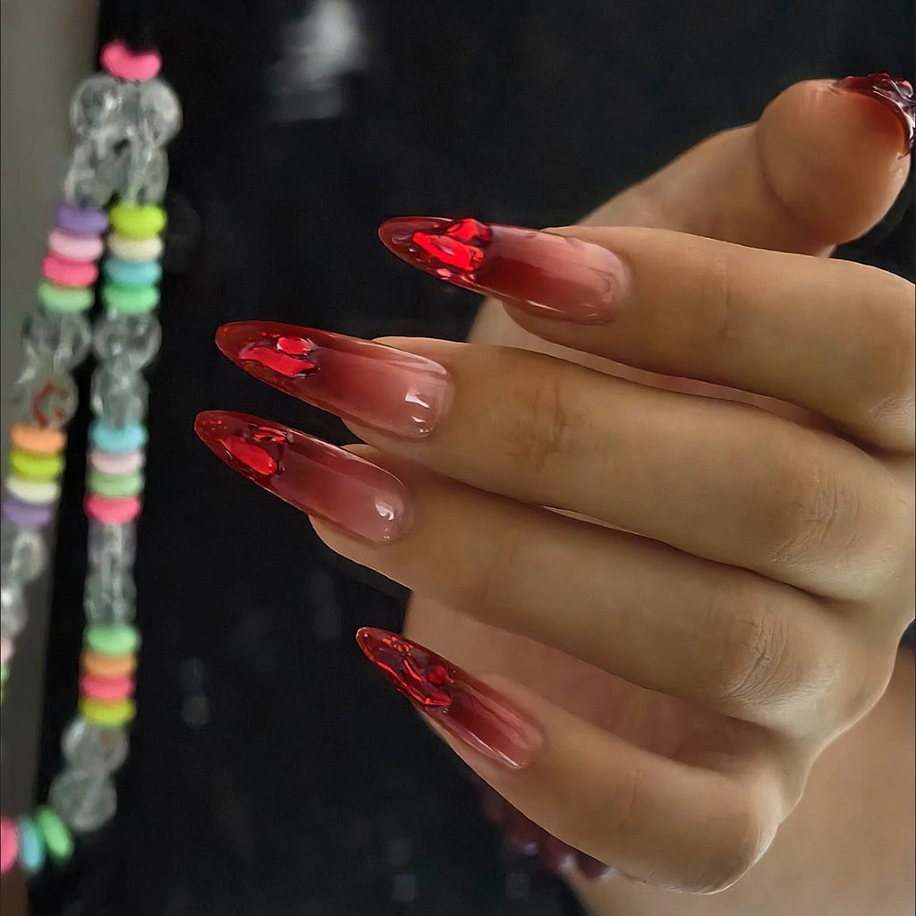 Handmade press-on nails Angola Red