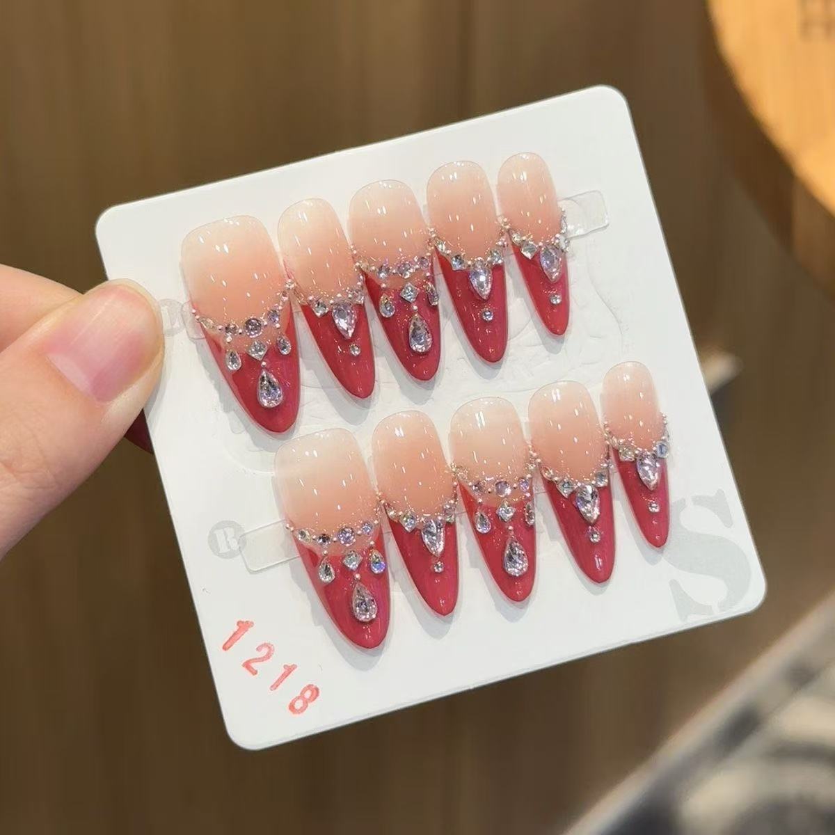 Handmade press-on nails Pomegranate