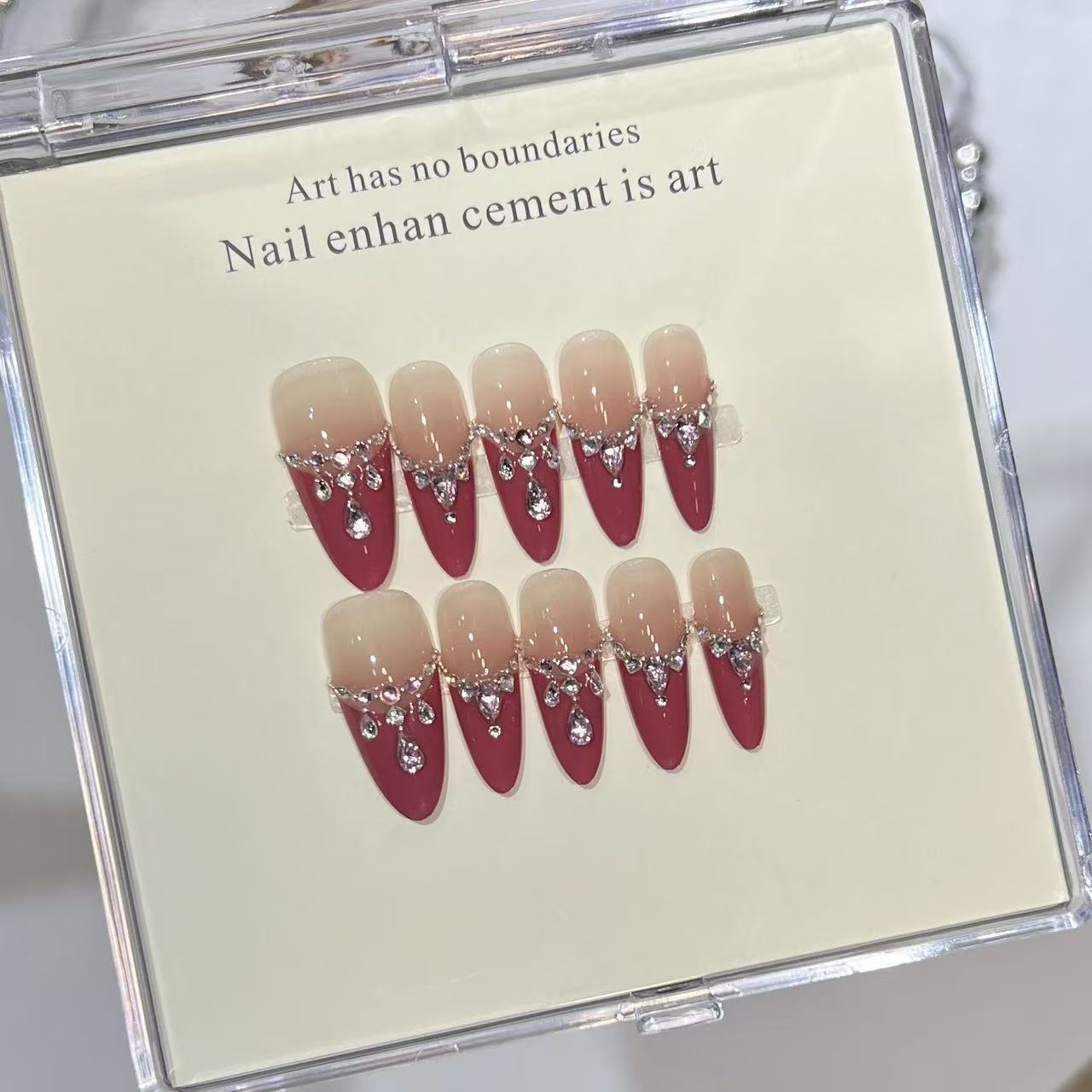Handmade press-on nails Pomegranate