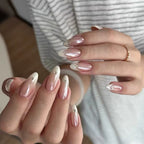 Handmade press-on nails Pearl Diamond