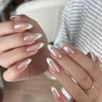 Handmade press-on nails Pearl Diamond