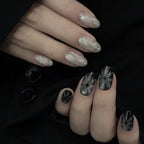 Handmade press-on nails Obsidian