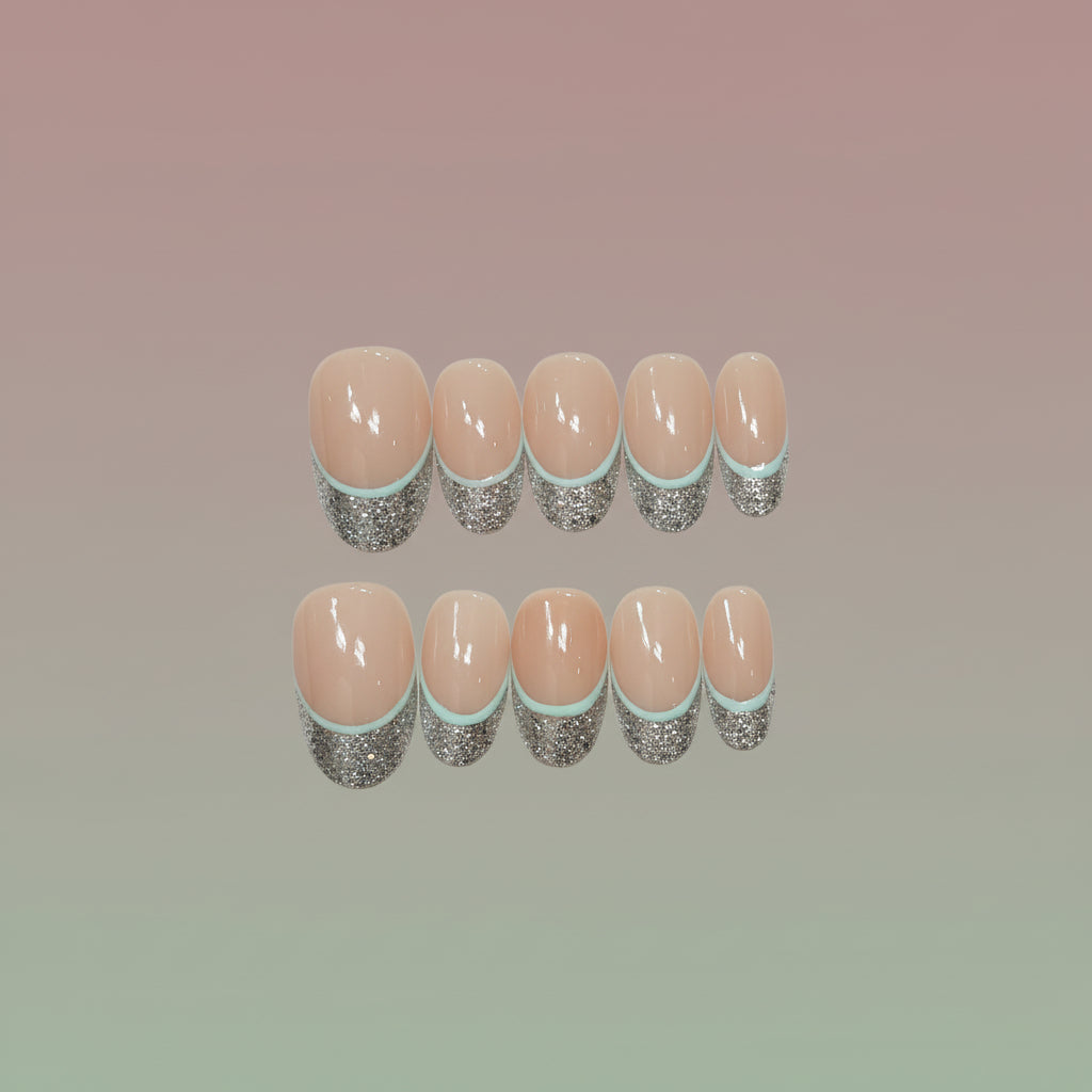 Handmade press-on nails French Pave