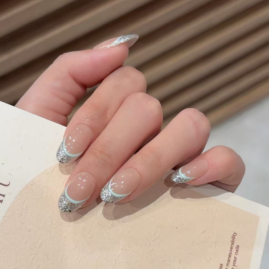 Handmade press-on nails French Pave