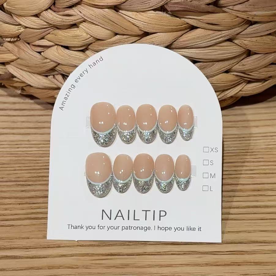 Handmade press-on nails French Pave