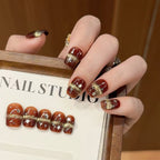 Handmade press-on nails Brown Star
