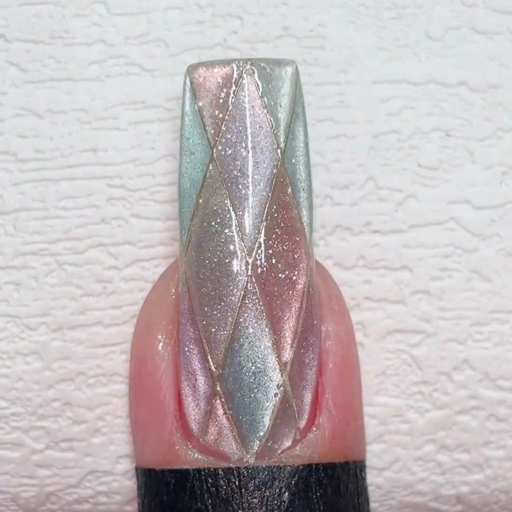Handmade press-on nails Sparkling Rhombus