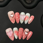Handmade press-on nails Heart-shaped Diamond