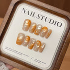 Handmade press-on nails Autumn Pumpkin