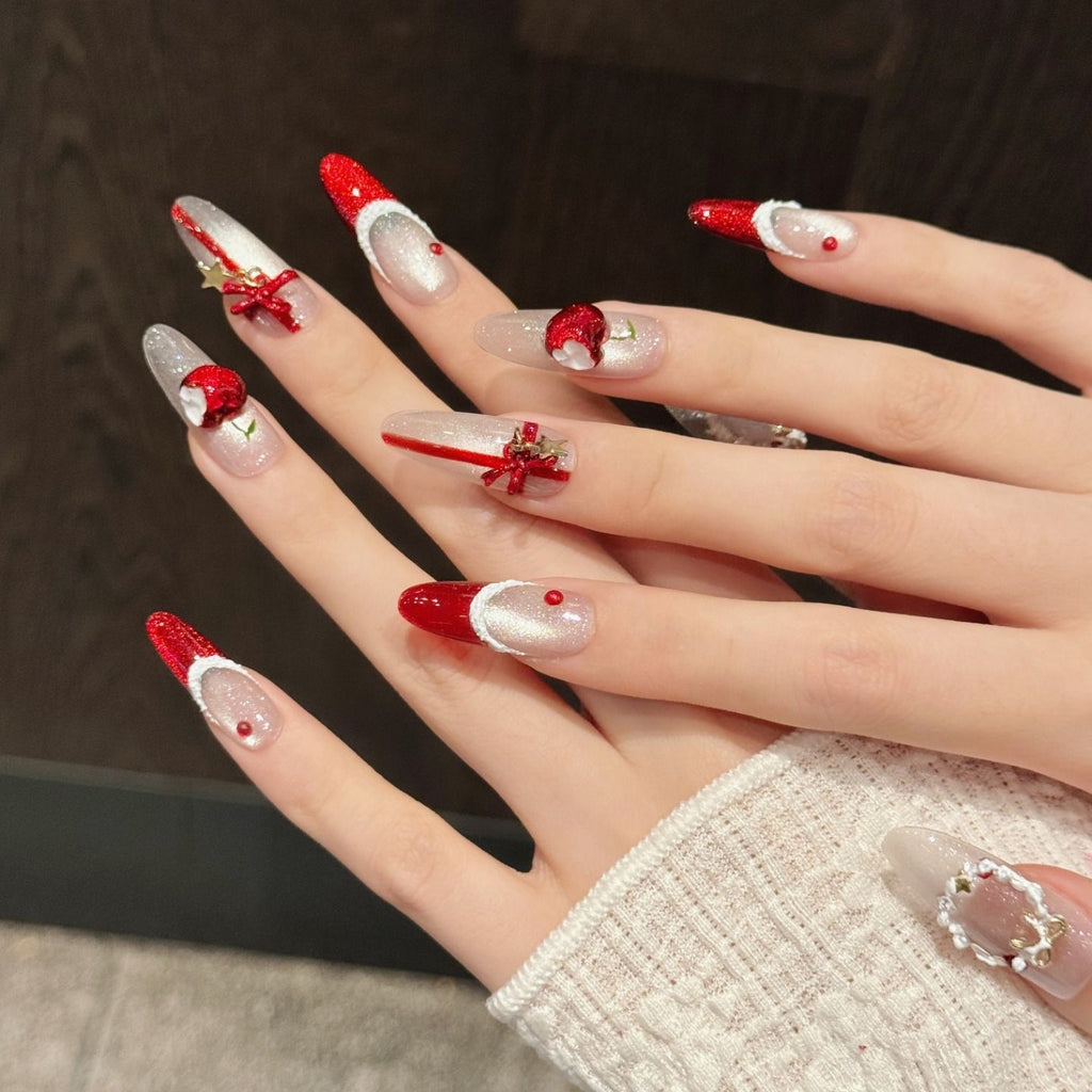 Christmas-Themed Press-On Nails | Handmade Holiday Edition | Custom Festive Nail Set for Christmas Parties