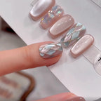 Handmade Viral Cat Eye Diamond Nails – Lux Magnet Glow Press-on nails|customizable