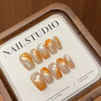 Handmade press-on nails Autumn Pumpkin