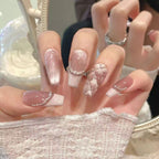 Handmade Pink Temperament press-on nails customizable