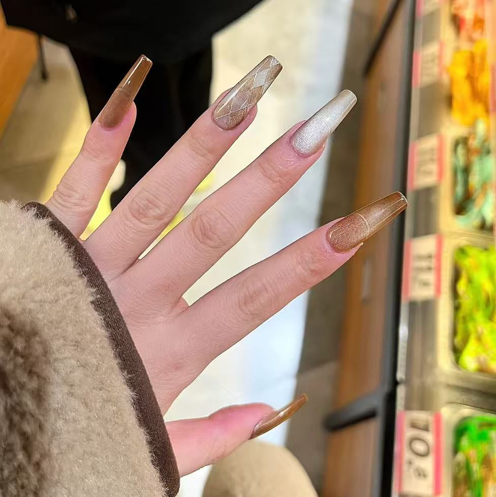 Handmade press-on nails Late Autumn Mocha