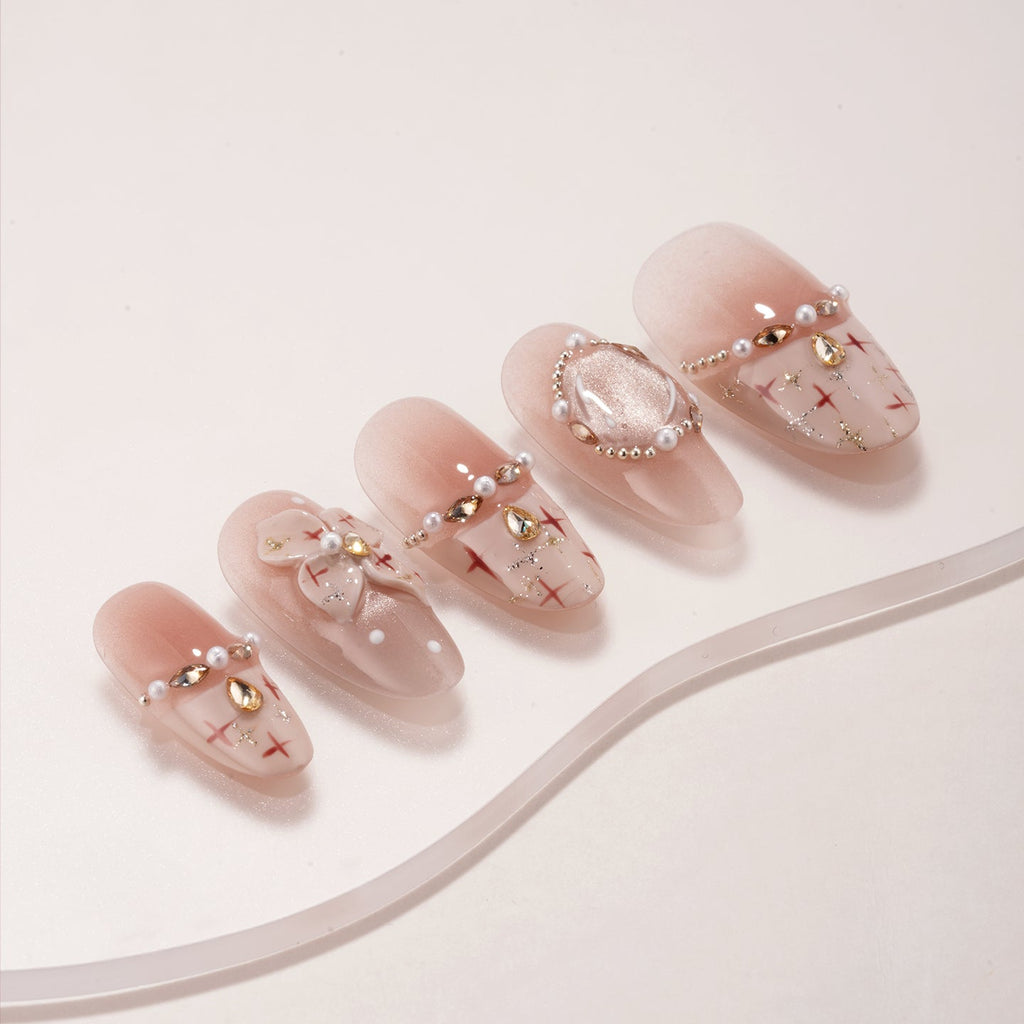 Creamy Cat Eye Press-On Nails | Handmade Customizable