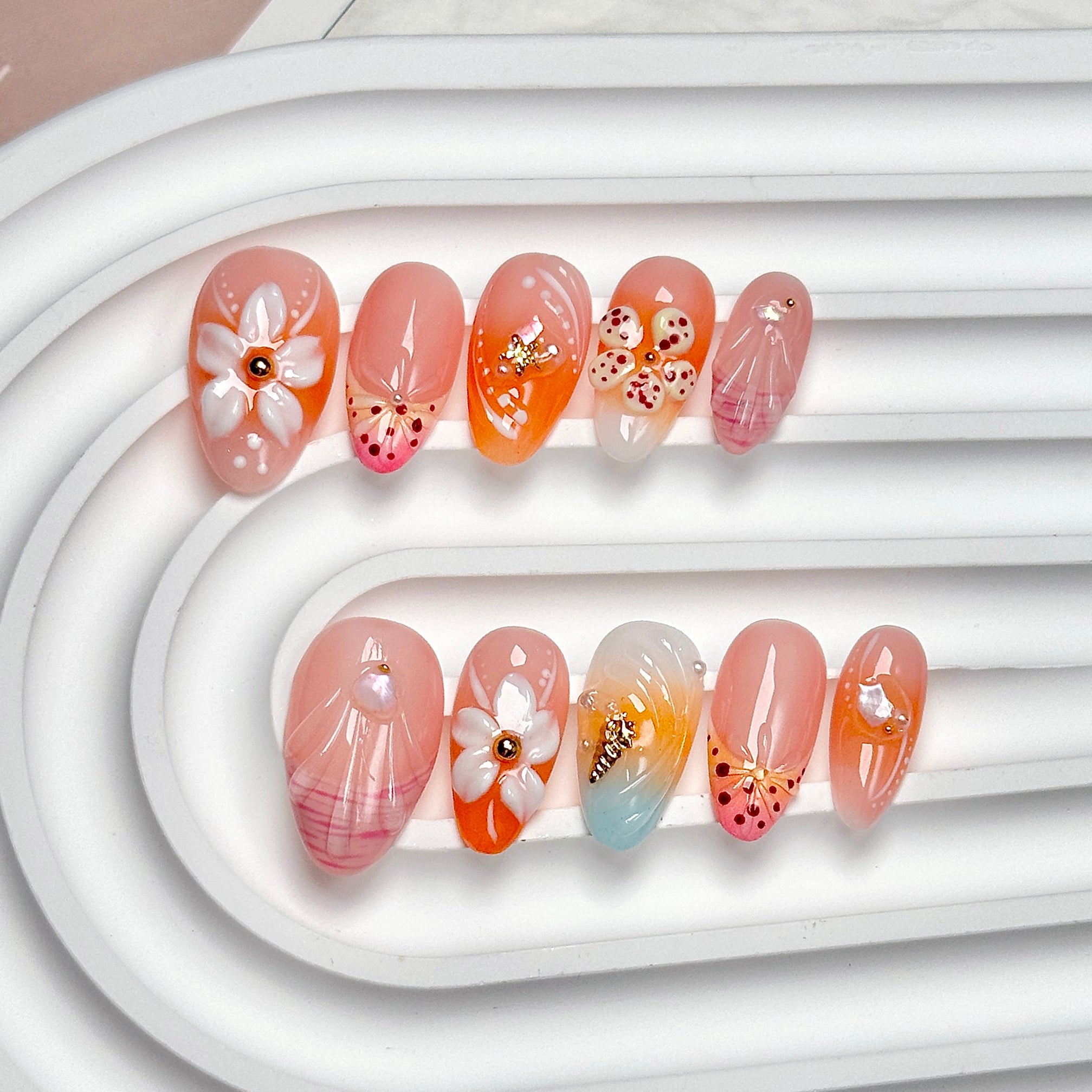 3D Sculpted Seashell Almond