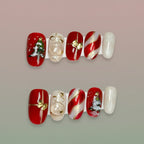Christmas Red Apple Press-On Nails for Holiday Style