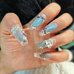 Oriental Style 3D Flower & Pearl Press-On Nails | Handmade Customizable | Luxury Asian-Inspired Nail Set