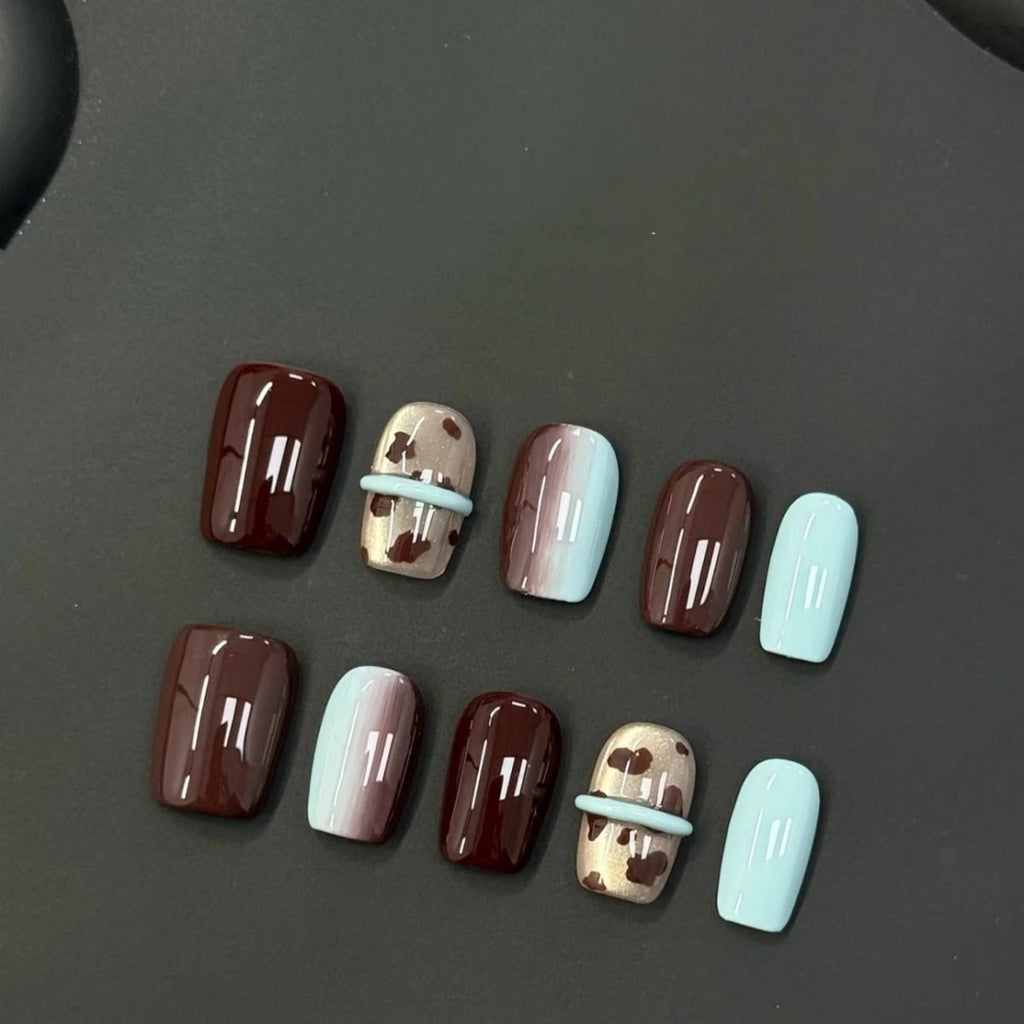 Customizable handmade press-on nails, short square