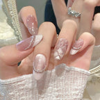 Handmade Pink Temperament press-on nails customizable