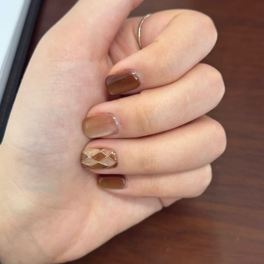 Handmade press-on nails Late Autumn Mocha