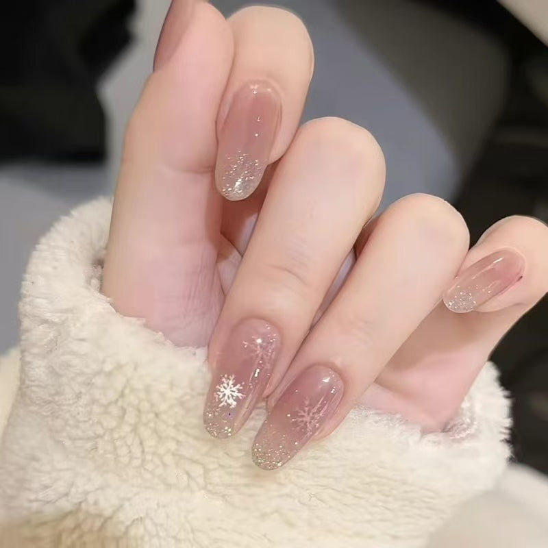 Customizable Handcrafted Christmas snowflake press-on nails