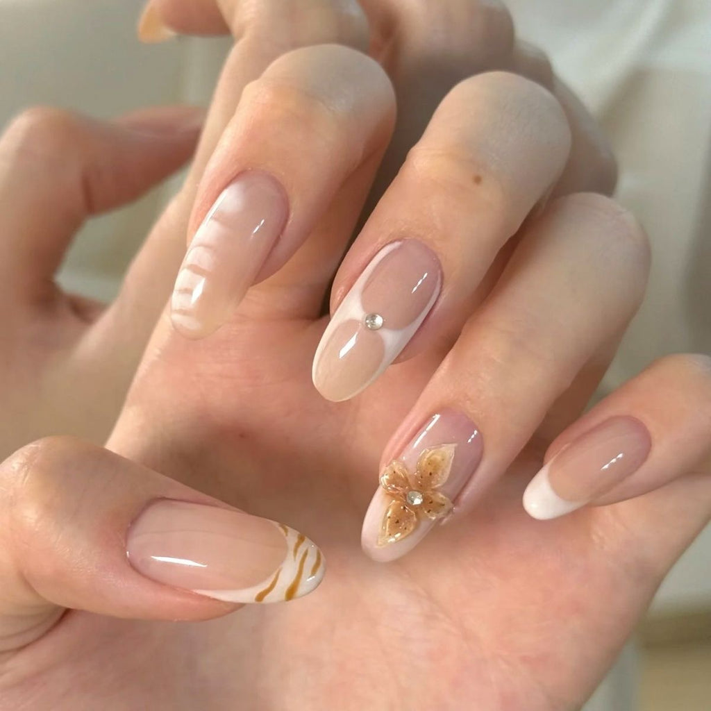 handmade press-on nails Crocodile Grain